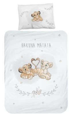 Baby Bettwäsche-Set Flanell "Disney's König Der Löwen" In Weiß