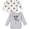 2er-Set: Bodys "Mickey" In Grau/ Weiß