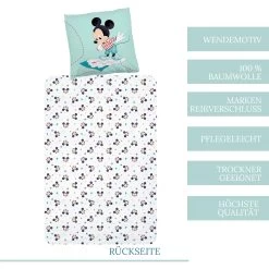 Kinder Bettwäsche-Set "Disney's Mickey Mouse, Pluto & Donald Duck" In Mint -Angebote Märchen & Magie Store disney mickey mouse kinder bettwasche set disneys mickey mouse pluto and donald duck in mint 2