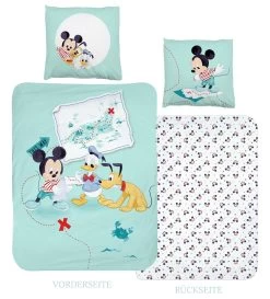 Kinder Bettwäsche-Set "Disney's Mickey Mouse, Pluto & Donald Duck" In Mint