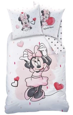 Mädchen Bettwäsche-Set "Disney's Minnie Mouse - Hearts" In Weiß